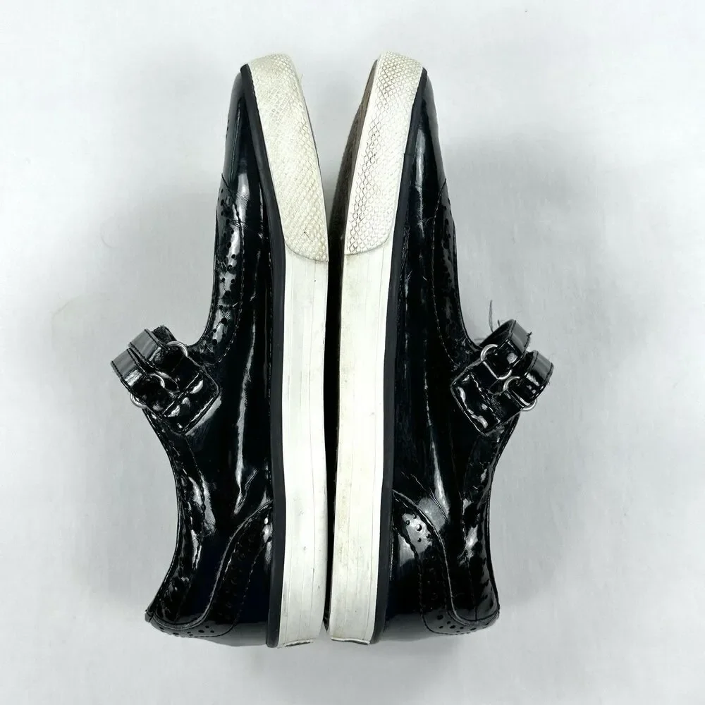 Hanna Andersson Adele Mary Jane Shoes Girls 2.5 Black Faux Patent Leather